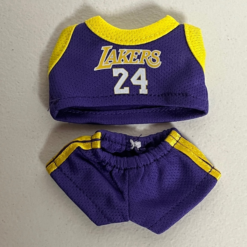 La Lakers 24 Jersey 2 Piece Outfit For Labubu Basketball Purple Yellow Ball